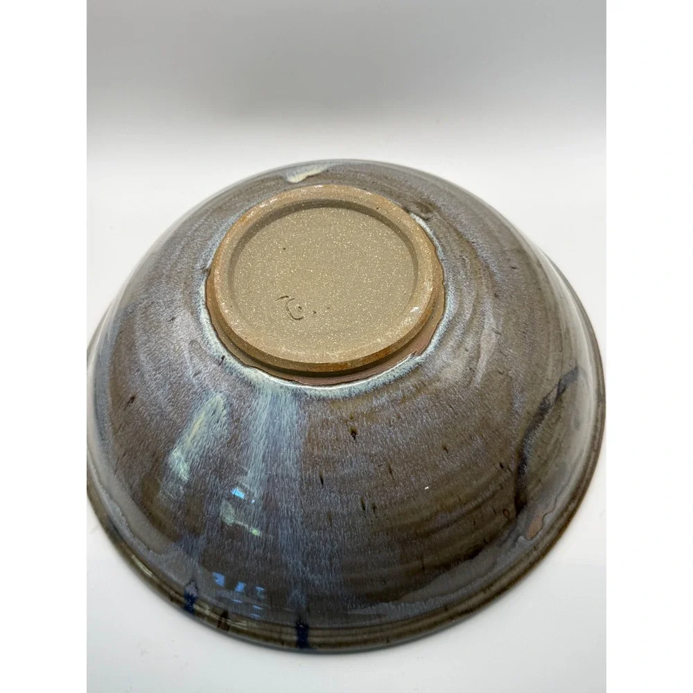 Vtg Studio Pottery Hand Thrown Glazed Ceramic Serving Bowl Signed Artisan B‎